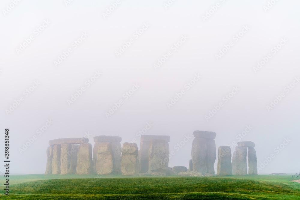 Stonehenge with morning mist in  England