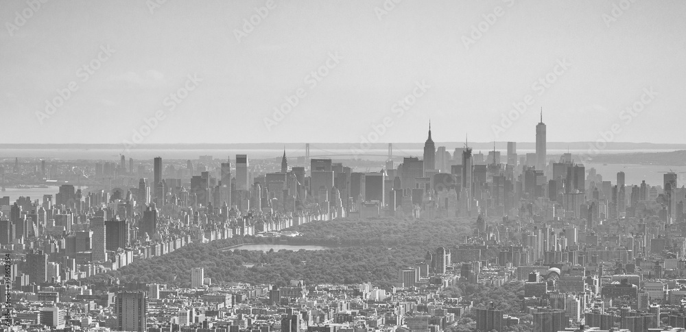 Amazing aerial view of Central Park and Manhattan from helicopter