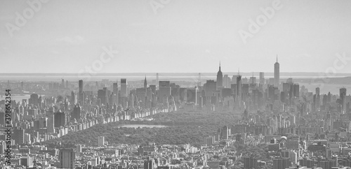 Amazing aerial view of Central Park and Manhattan from helicopter