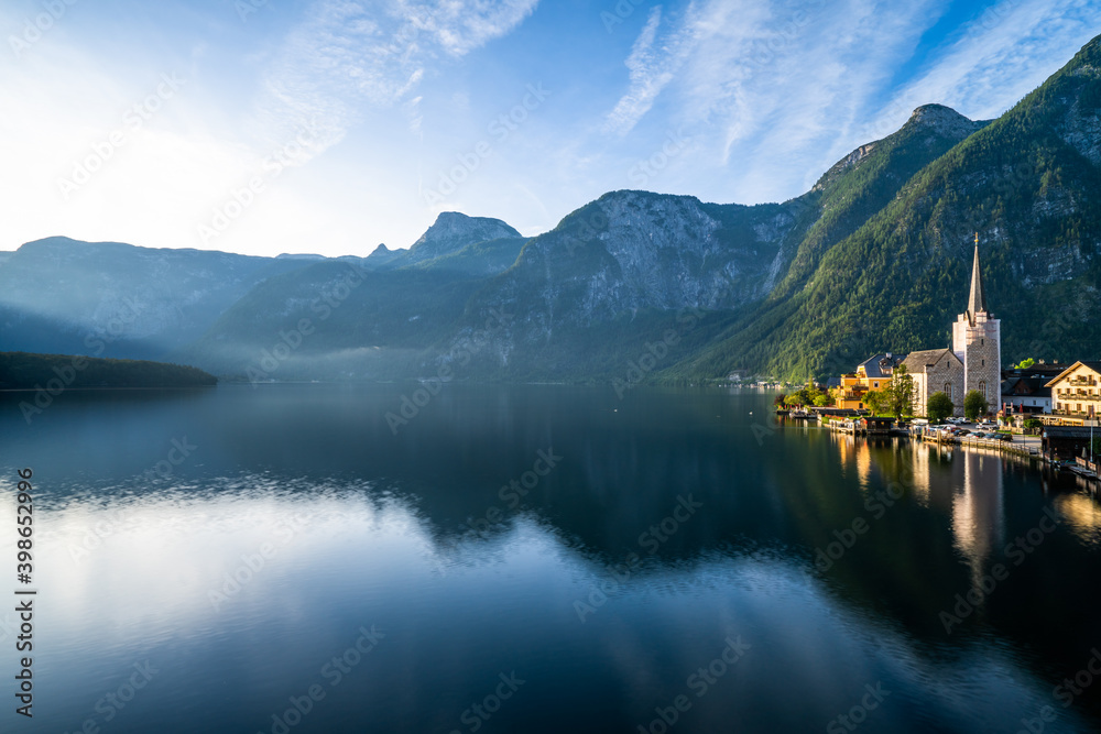 Hallstatt lake in Austria in morning light. Europe