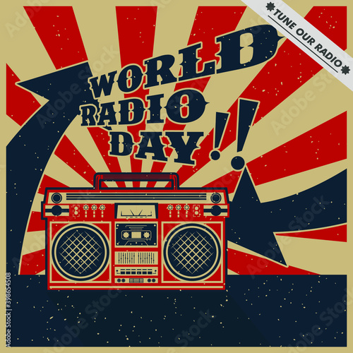 World radio background vintage design vector