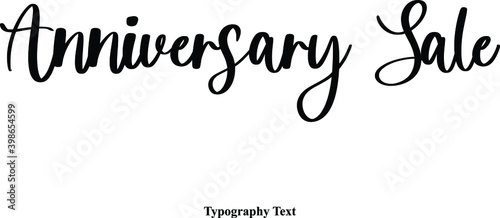 Anniversary Sale Cursive Calligraphy Text on White Background