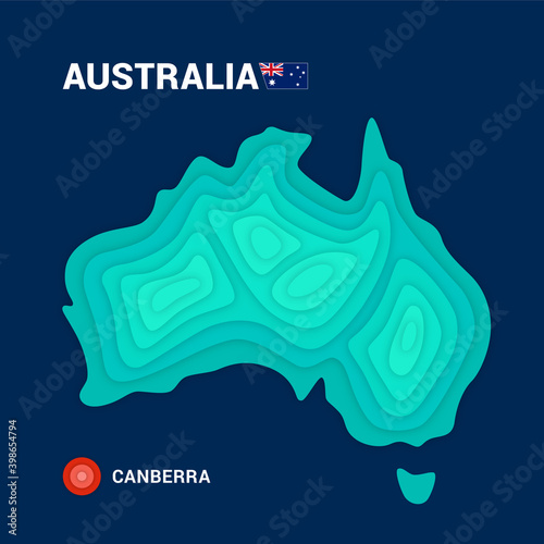Topographic map of Australia cartography concept