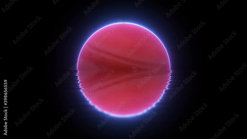 Endless Vapor wave Glowing Sun , Realistic 3D animation of orbiting sun in solar Atmosphere, 4k High Quality, 3D render