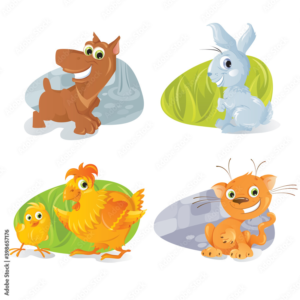 Vector funny animals in cool cartoon style. Vector funny animals in cool cartoon style.