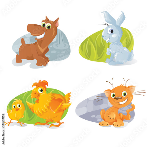 Vector funny animals in cool cartoon style.