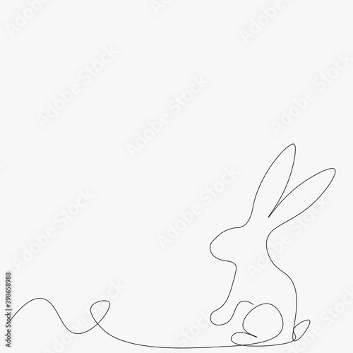Easter bunny line drawing, vector illustration