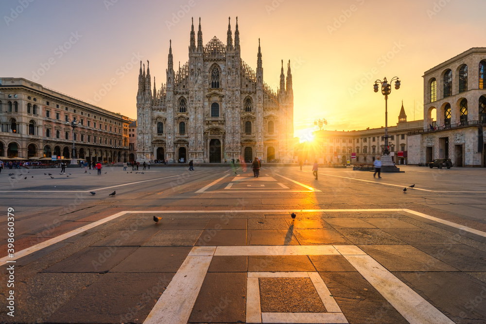 Duomo cathedral at sunrise, Milan. Italy 