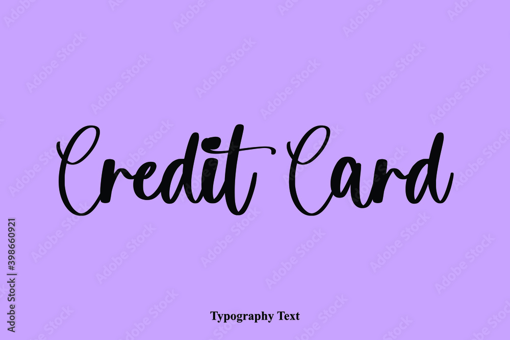 Credit Card Handwritten Typescript Calligraphy Light On Purple Background