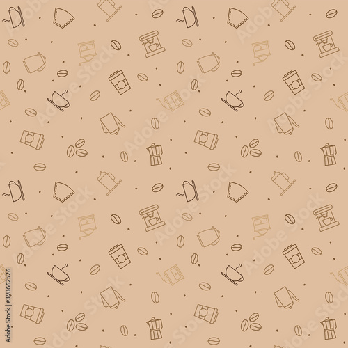 Seamless coffee symbols background pattern