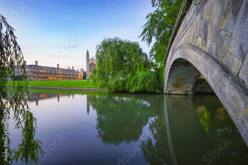 Scenic evening view of Cambridge city at river Cam in England