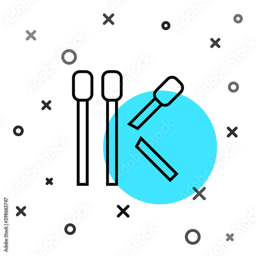 Black line Matches icon isolated on white background. Random dynamic shapes. Vector.