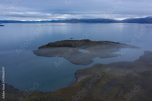 Spitsbergen fjord from above. Svalbard, Norway