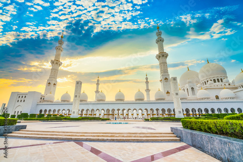 Sheikh Zayed Grand mosque on sunny day