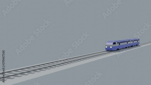 animation of a moving train on railroad, simple design, clean background