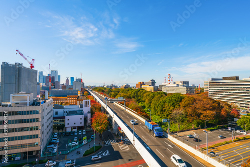 Nagoya city downtown in sutumn. Japan