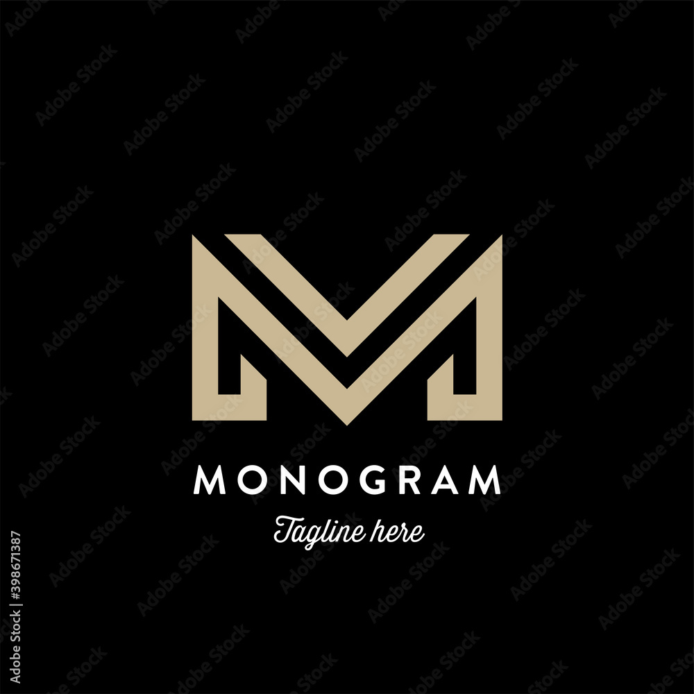Monogram Letter M black background vector illustration Monogram Letter M black background vector illustration