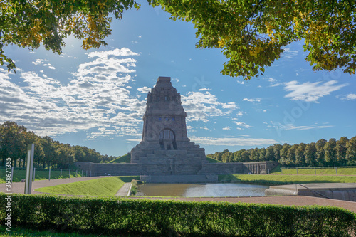 the völkerschlachtdenkmal in leipzig with the lake of tears photo