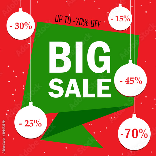 Big Sale banner. Big sale offer, banner template. Holidays discounts and sellout in stores and shops.