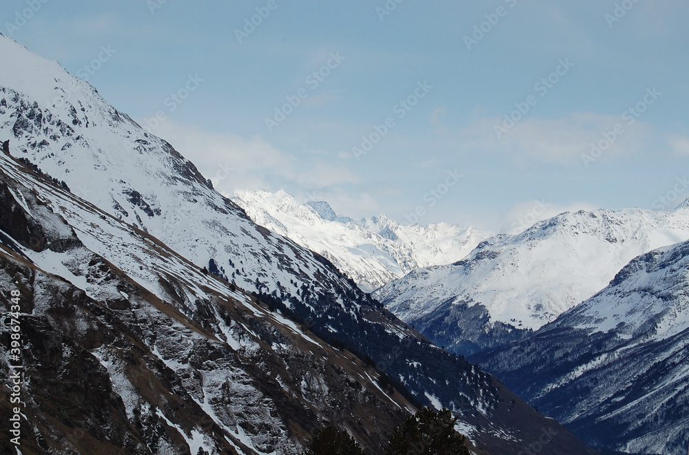 Mountains covered with snow  in South Russia, Caucasus