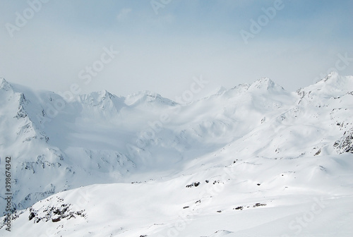 mountains covered with snow in winter in South Russia, Caucasus
