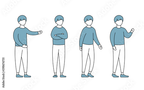 若い男性の色々なポーズのイラストセット シンプル おしゃれ 代 30代 全身 Stock Vektorgrafik Adobe Stock