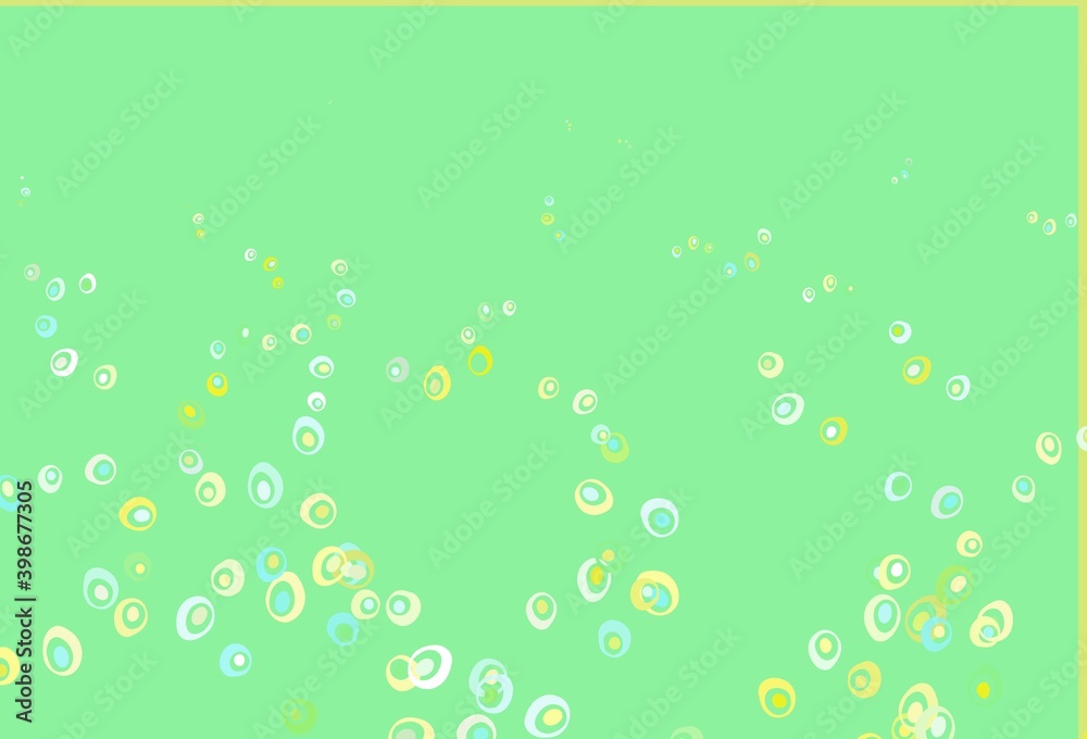 Light Green, Yellow vector background with bubbles.