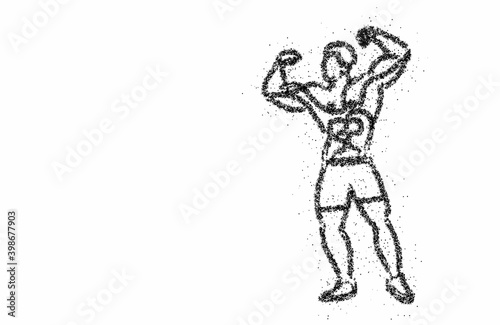 Bodybuilding Sport and activity particle drawing  Vector Illustration