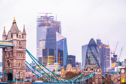 Tower Bridge and financial district of London