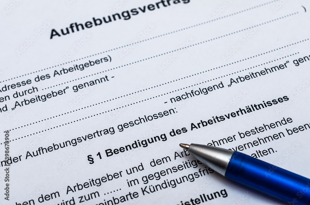 Aufhebungsvertrag - Kündigung - Job