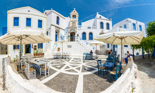 Porta Square of Nikia Village view in Nisyros Island. Nisyros Island popular tourist destination in Aegean Sea.