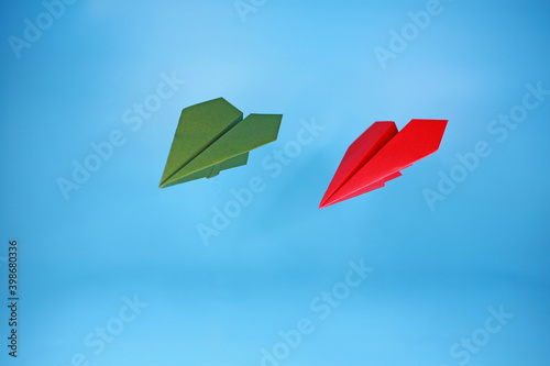 flying paper planes in the mid-air