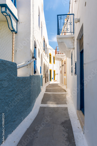 Nikia Village street view in Nisyros Island. Nisyros Island popular tourist destination in Aegean Sea.