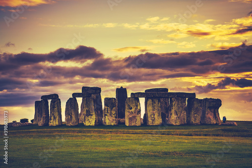 Stonehenge at sunset in United Kingdom 
