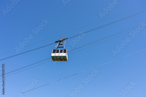 Cable car on blue sky