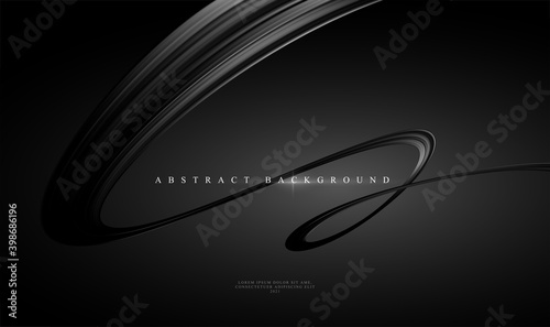 Modern trending Black abstract background with shiny black curving ribbon. Vector illustration