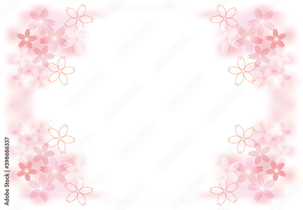 桜の花とぼかしのある背景イラスト
