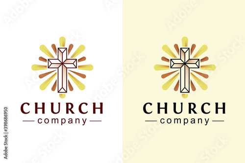 Church Cross Lights Logo Design