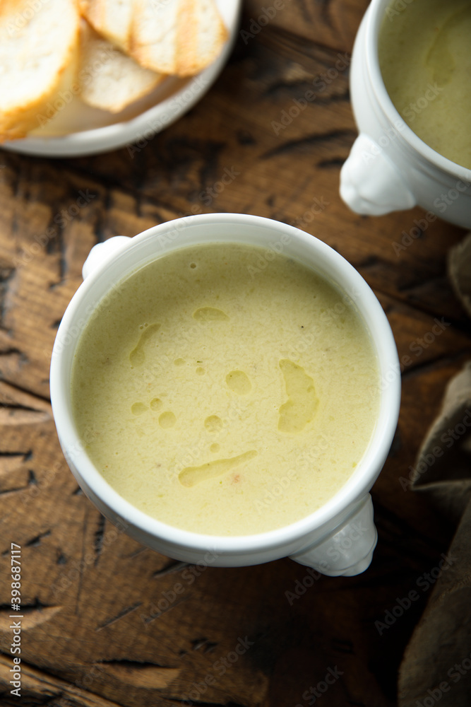 Celery asparagus soup with truffle oil