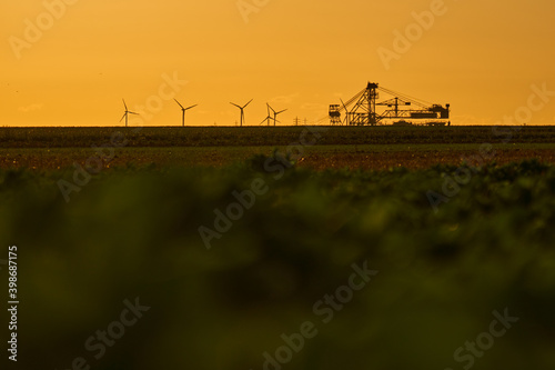Coal mining excavators and the surrounding nature