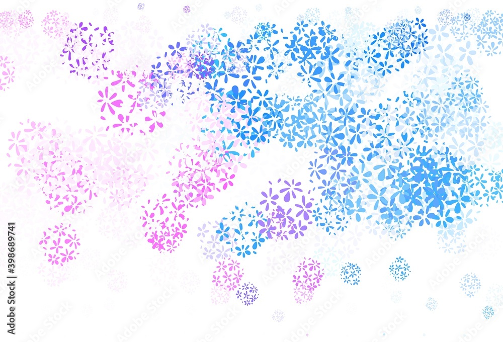 Light Pink, Blue vector elegant background with leaves.