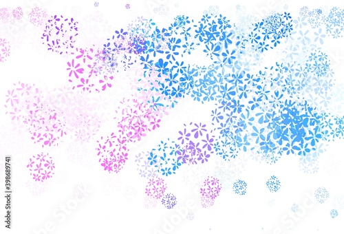 Light Pink, Blue vector elegant background with leaves.