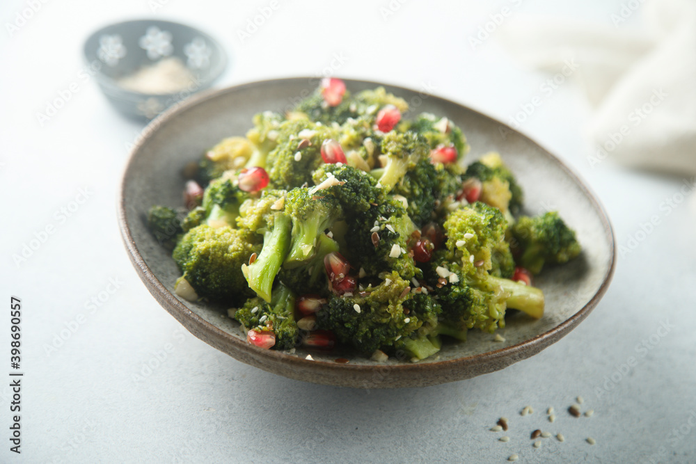 Broccoli with pomegranate seeds Broccoli with pomegranate seeds
