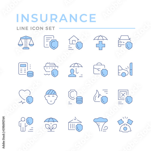 Set color line icons of insurance