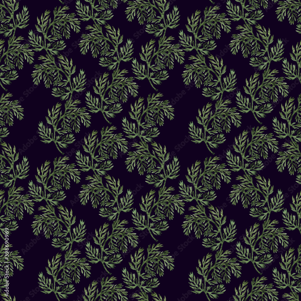 custom made wallpaper toronto digitalWatercolor seamless pattern with stylized twigs, flowers and leaves of the Wormwood plant
