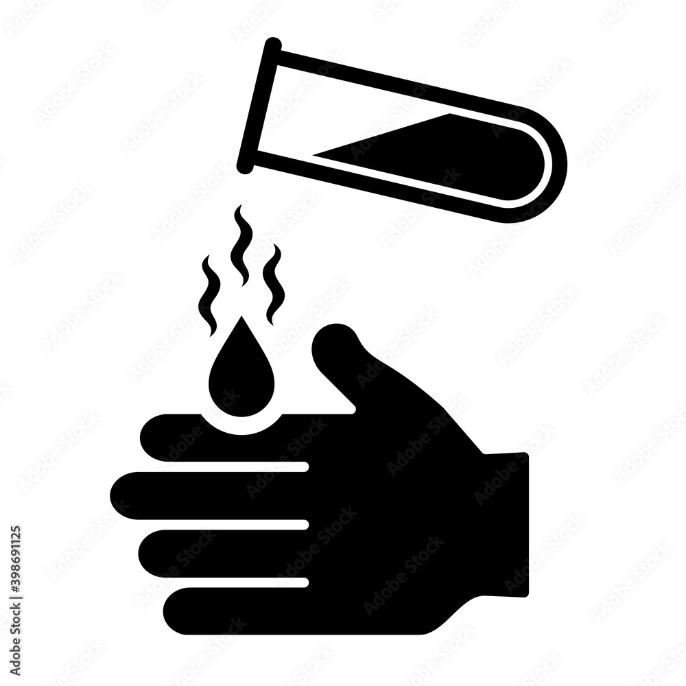 Corrosive chemical agent, acid burn hazard icon Stock Vector Adobe Stock