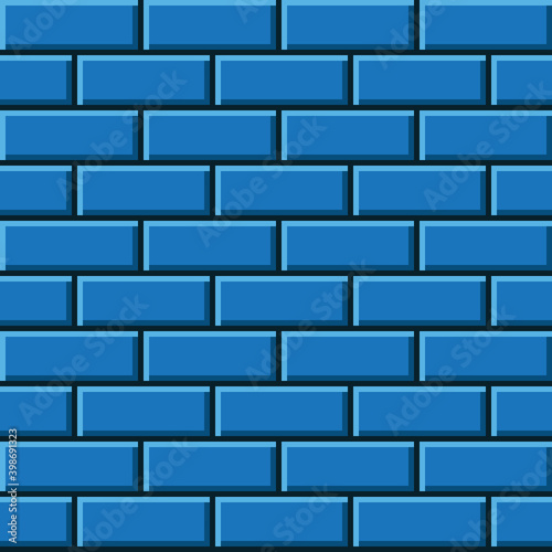 Blue brick texture pixel art. Vector picture.