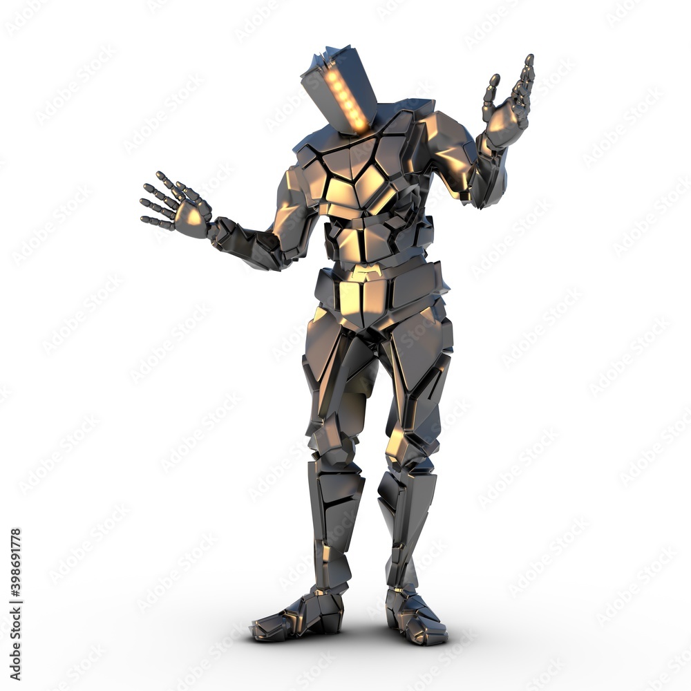 schwarzer humanoider Roboter in stehender Pose schwarzer humanoider Roboter in stehender Pose