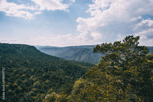 Landscape of the Prades mountains, in Tarragona, Spain.