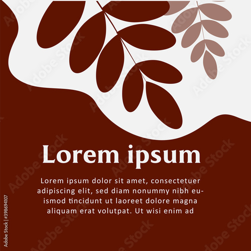 
Modern square template with floral and abstract elements. Suitable for Social Media posts, banner design, mobile apps. Vector modern background